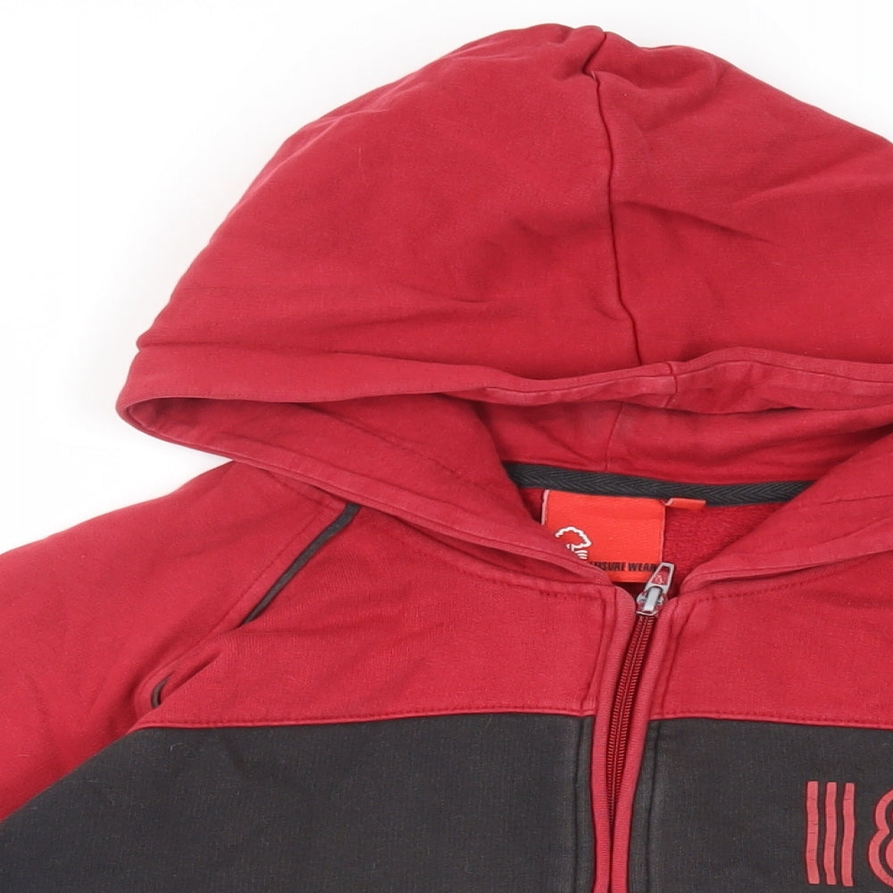 Forest FC Mens Red Cotton Full Zip Hoodie Size L - Logo Pockets