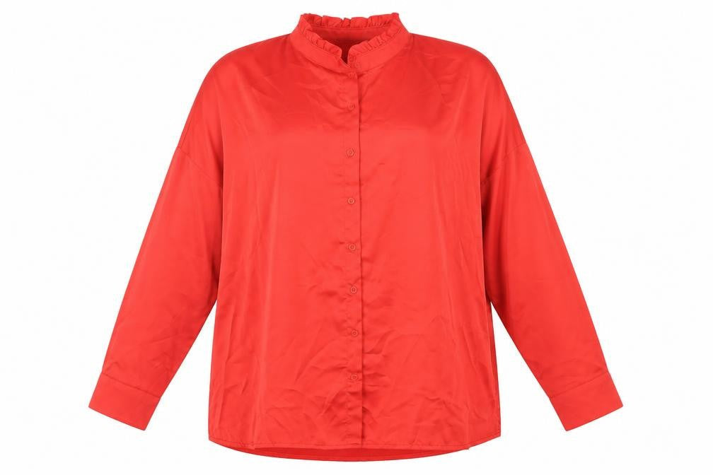 Boohoo Womens Red Polyester Basic Button-Up Size 22 Mock Neck