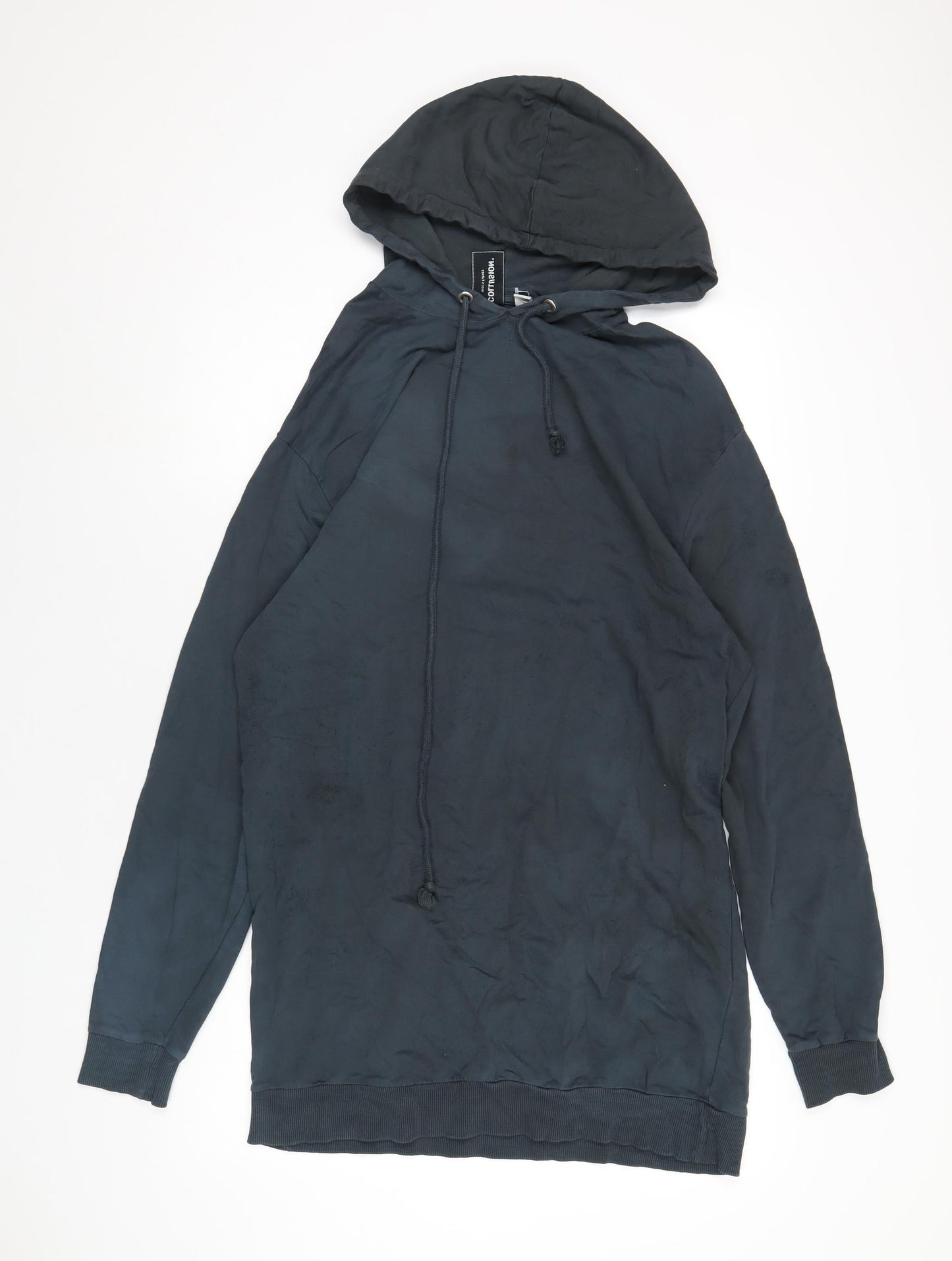 COLLUSION Womens Blue Cotton Pullover Hoodie Size 6 Pullover