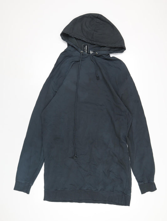 COLLUSION Womens Blue Cotton Pullover Hoodie Size 6 Pullover