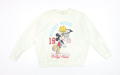 Preloved Disney Womens Yellow Cotton Pullover Sweatshirt Size 16 Pullover - Mickey Mouse Basketball - Front