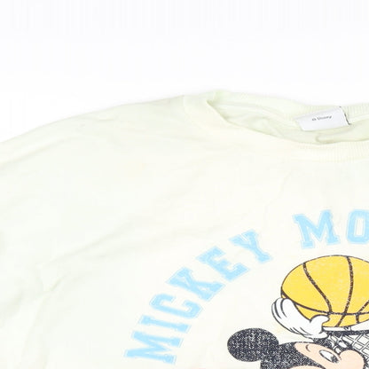 Preloved Disney Womens Yellow Cotton Pullover Sweatshirt Size 16 Pullover - Mickey Mouse Basketball - Detail