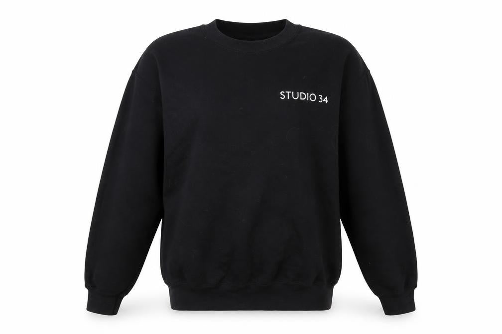Studio Thirty Four Womens Black Cotton Pullover Sweatshirt Size S Pullover