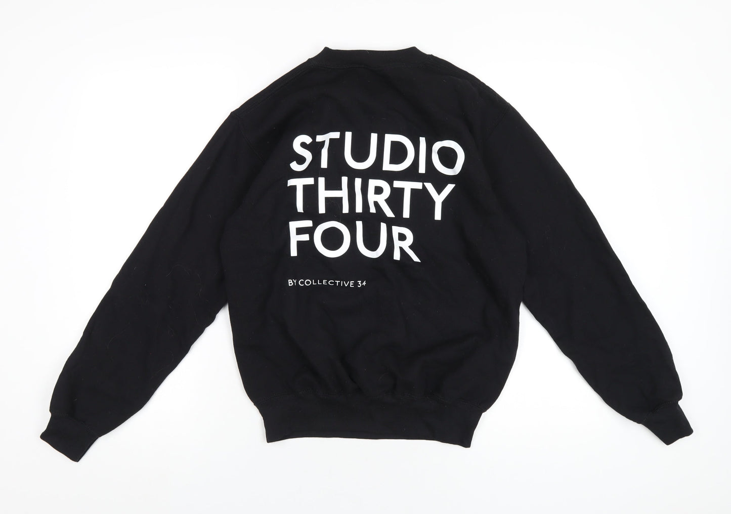Studio Thirty Four Womens Black Cotton Pullover Sweatshirt Size S Pullover