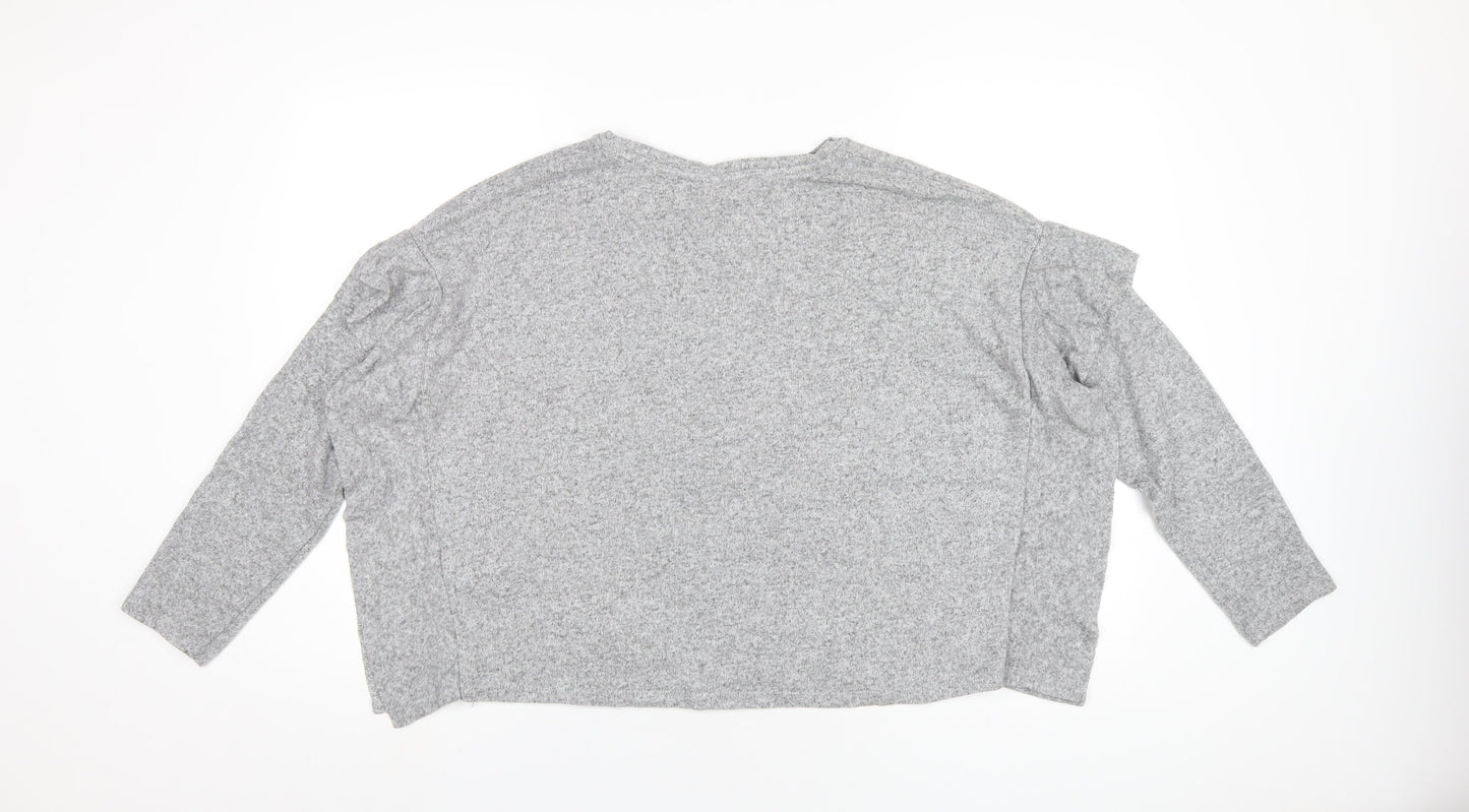 H&M Womens Grey Viscose Basic T-Shirt Size S Round Neck