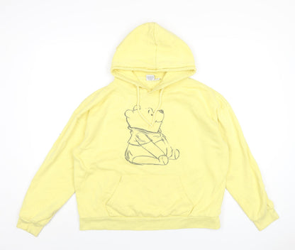 Preloved Disney Womens Yellow Cotton Pullover Hoodie Size 12 Pullover - Winnie the Pooh - Front