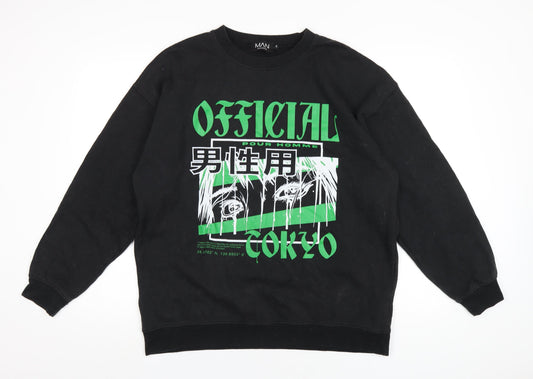 Boohoo Mens Black Polyester Pullover Sweatshirt Size S