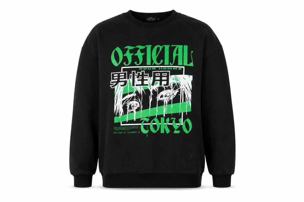 Boohoo Mens Black Polyester Pullover Sweatshirt Size S