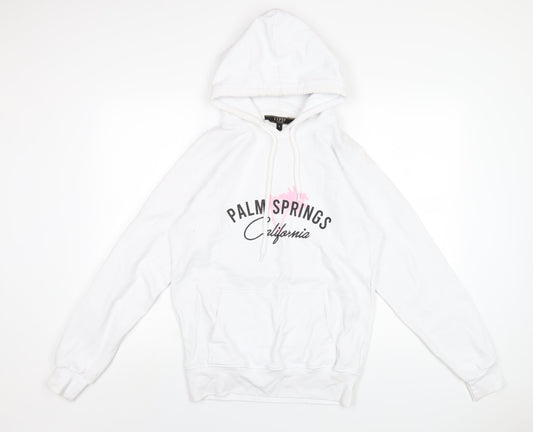 Lipsy Womens White Cotton Pullover Hoodie Size S Pullover