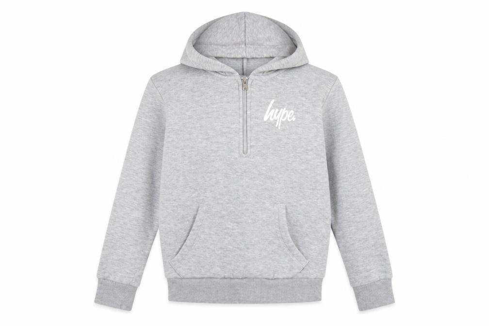 Hype Boys Grey Cotton Pullover Hoodie Size 13 Years Zip
