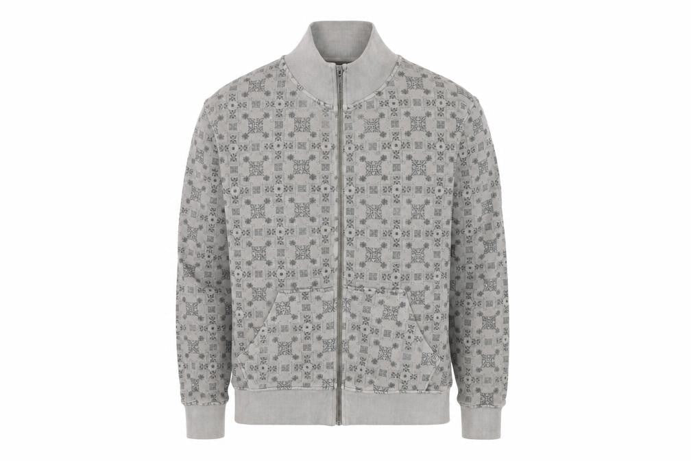 POOLMAN Mens Grey Geometric Cotton Full Zip Sweatshirt Size M