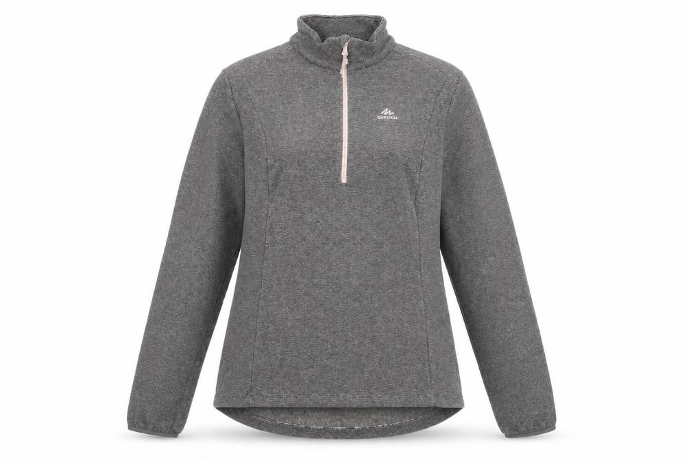 Quechua Womens Grey Polyester Pullover Sweatshirt Size L Zip