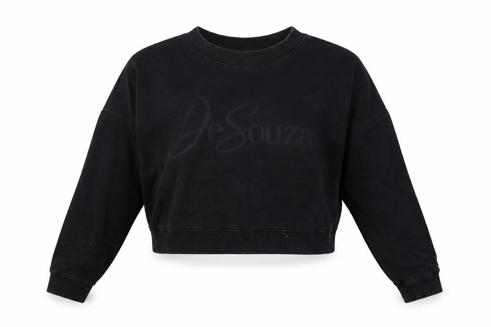 De Souza Womens Black Cotton Pullover Sweatshirt Size S Pullover