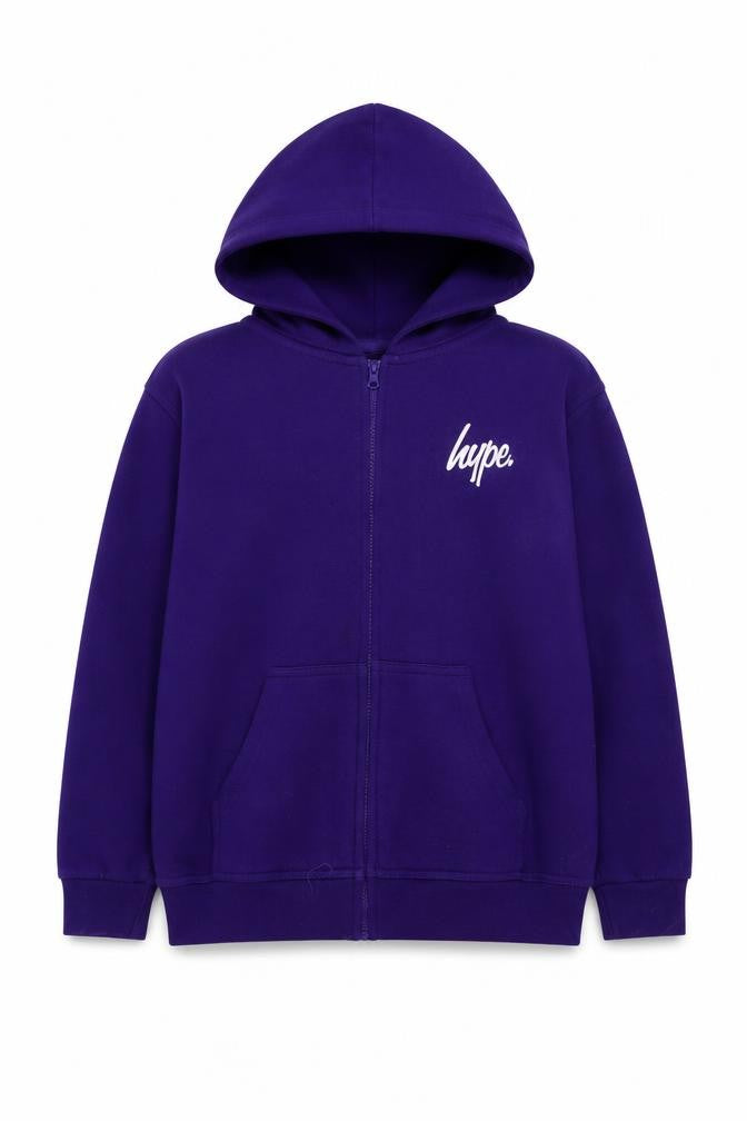 Hype Boys Purple Polyester Full Zip Hoodie Size 12-13 Years Zip