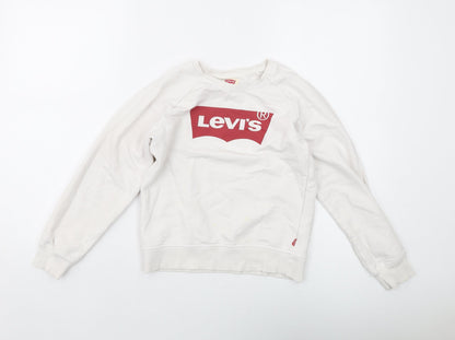 Levi's Girls White Cotton Pullover Sweatshirt Size 10 Years Pullover