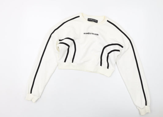 Maniere De Voir Womens Ivory Cotton Pullover Sweatshirt Size 4 Pullover