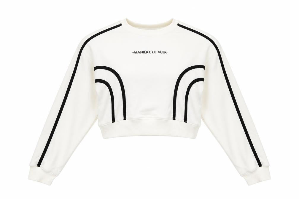 Maniere De Voir Womens Ivory Cotton Pullover Sweatshirt Size 4 Pullover