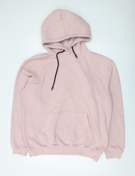 Addax Mens Pink Cotton Pullover Hoodie Size M