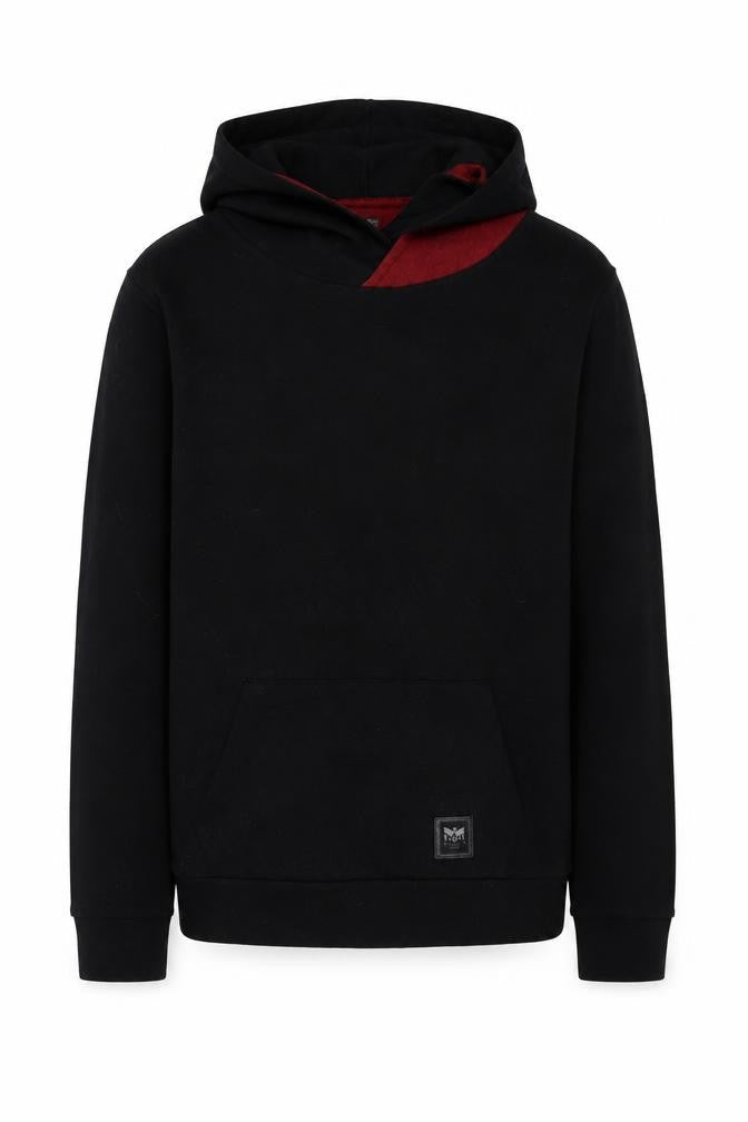 Black Premium Mens Black Cotton Pullover Hoodie Size S