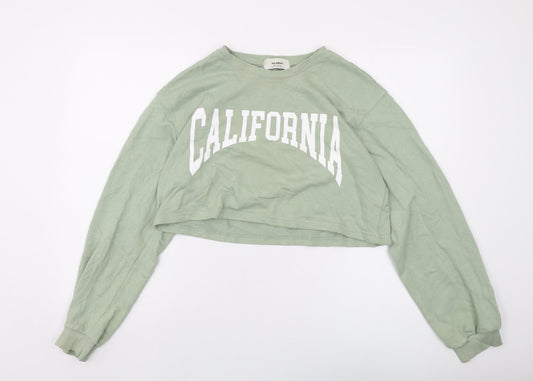 Pull&Bear Womens Green Cotton Pullover Sweatshirt Size XL Pullover - California