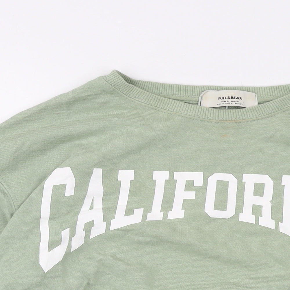 Pull&Bear Womens Green Cotton Pullover Sweatshirt Size XL Pullover - California
