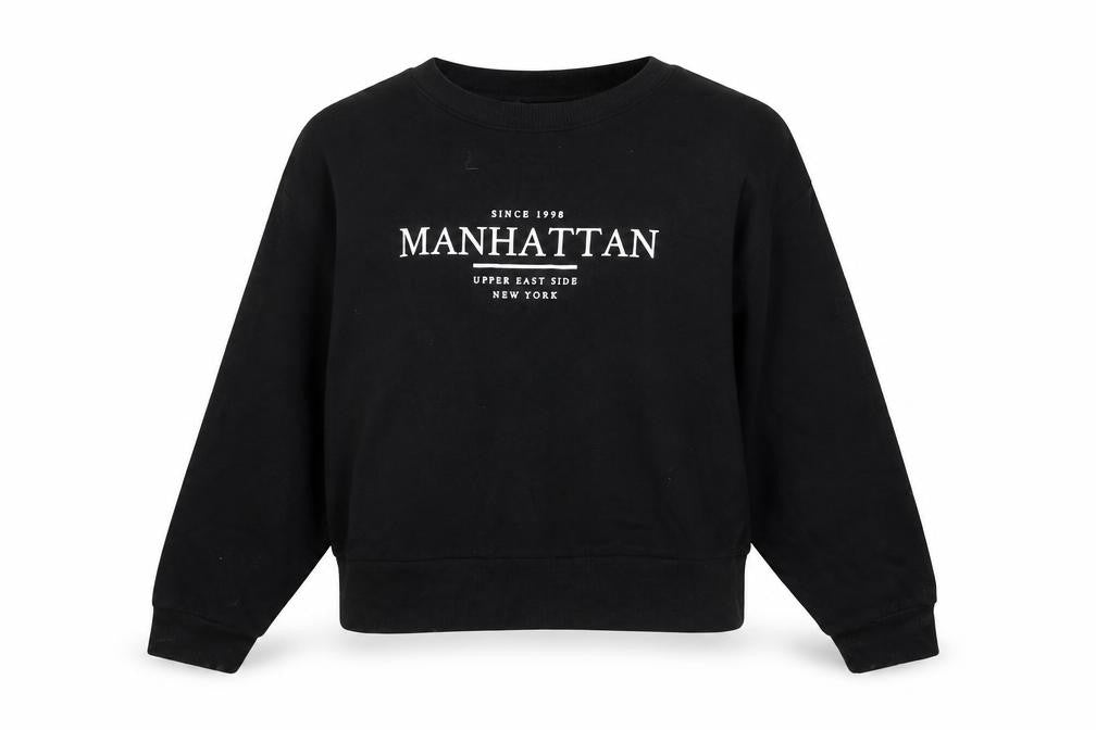 Bershka Womens Black Cotton Pullover Sweatshirt Size S Pullover - Manhattan