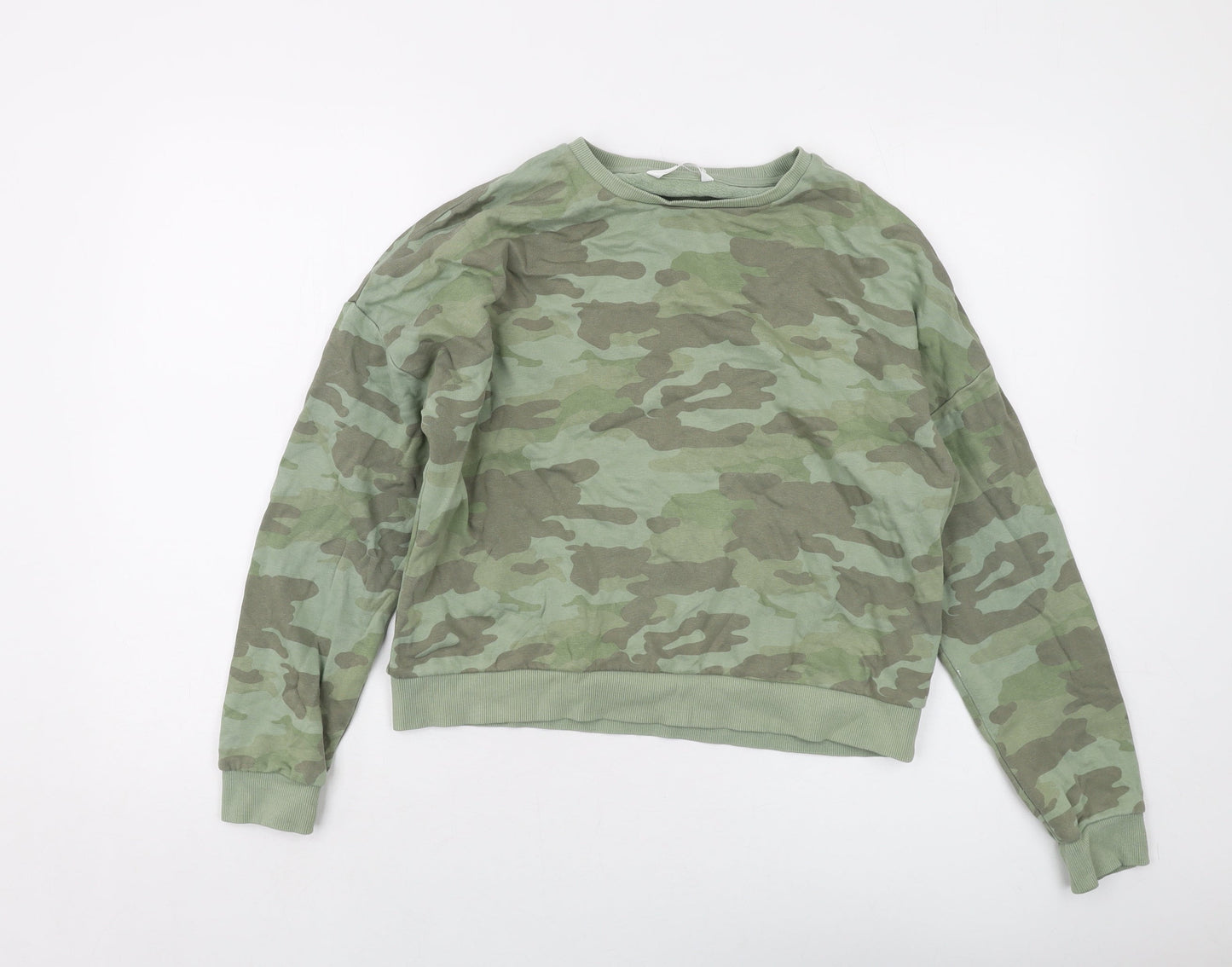 Marks and Spencer Boys Green Camouflage Cotton Pullover Sweatshirt Size 13-14 Years Pullover