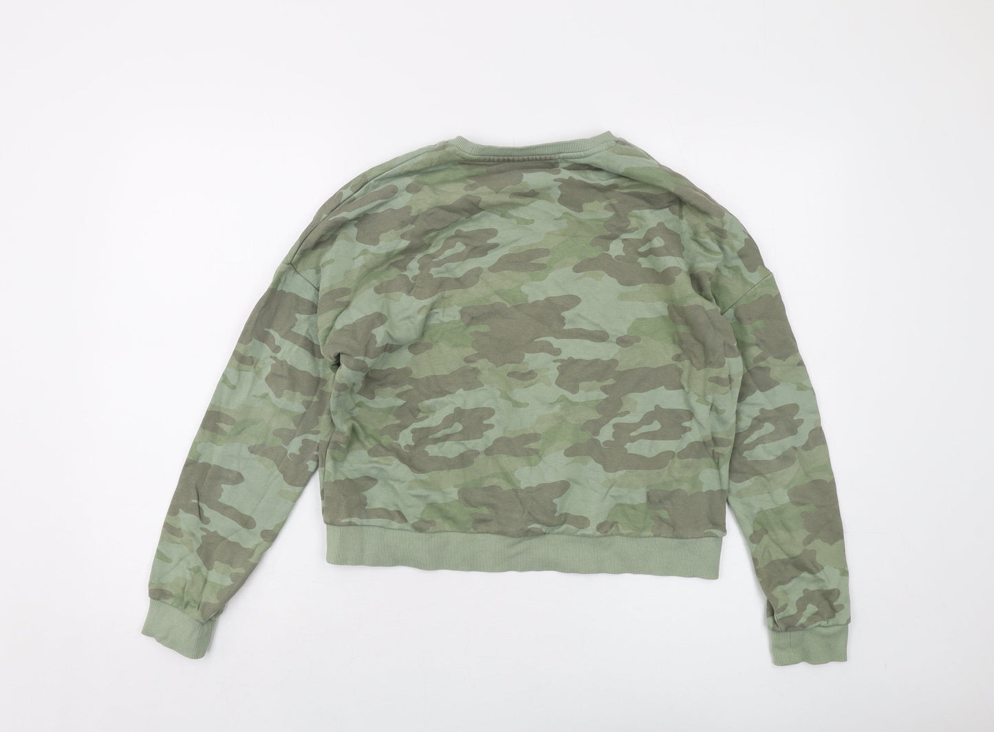 Marks and Spencer Boys Green Camouflage Cotton Pullover Sweatshirt Size 13-14 Years Pullover