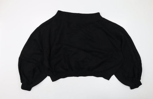 bOPOHOO Womens Black Cotton Pullover Sweatshirt Size 24 Pullover