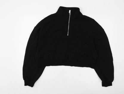 H&M Womens Black Polyester Pullover Sweatshirt Size L Zip