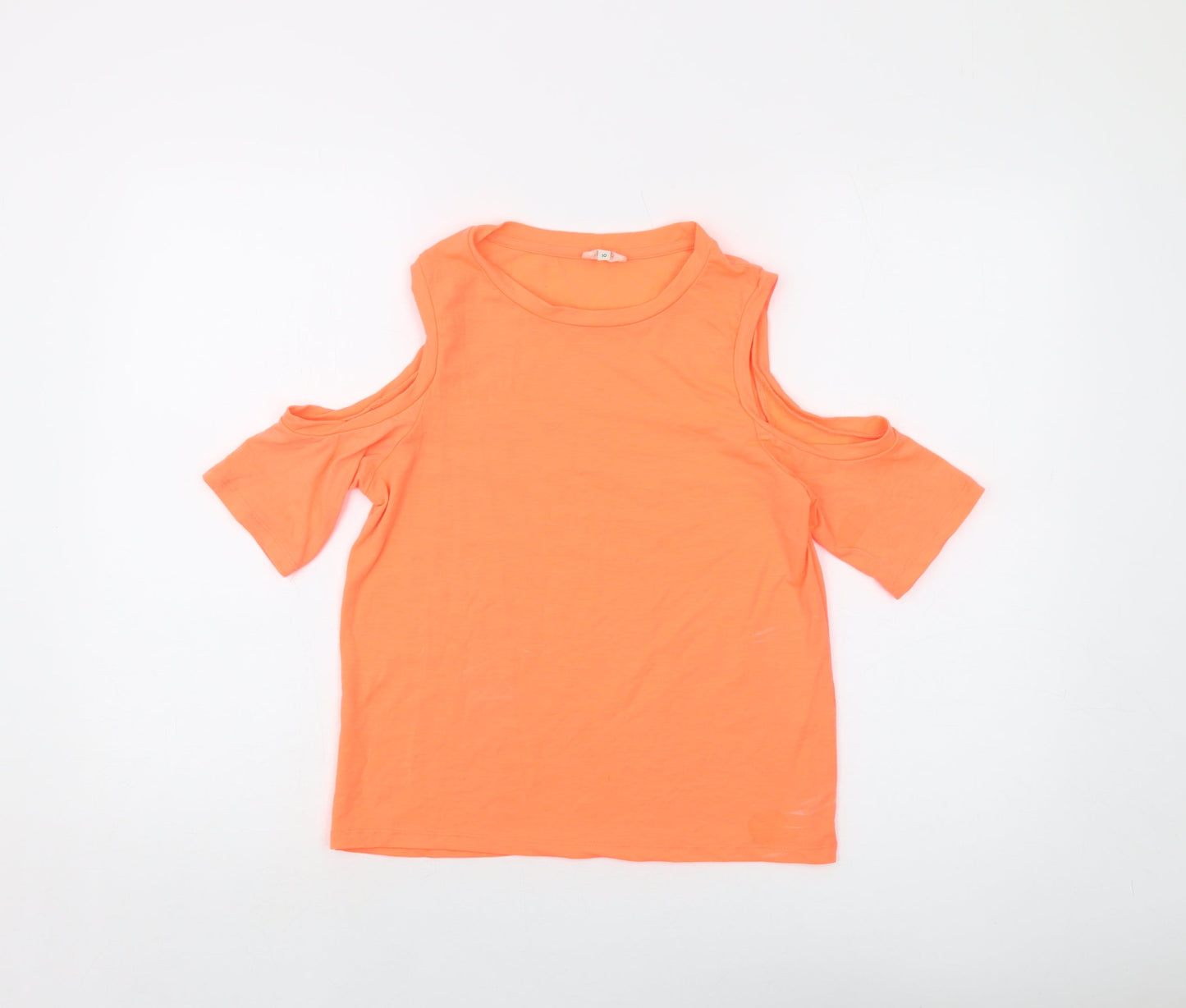 River Island Womens Orange Polyester Basic T-Shirt Size 10 Crew Neck