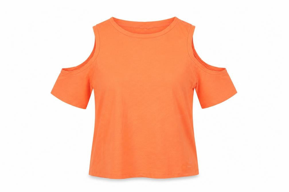 River Island Womens Orange Polyester Basic T-Shirt Size 10 Crew Neck