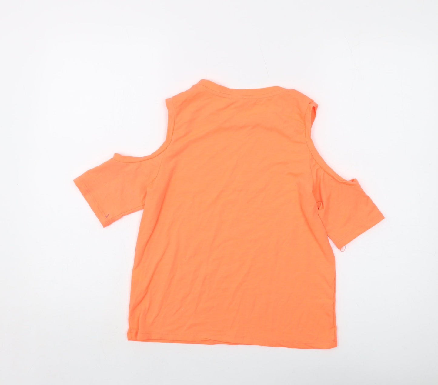 River Island Womens Orange Polyester Basic T-Shirt Size 10 Crew Neck