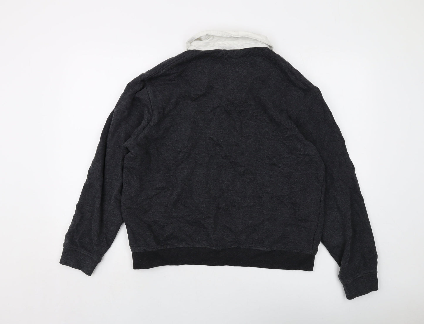 Zara Womens Grey Cotton Pullover Sweatshirt Size L Button