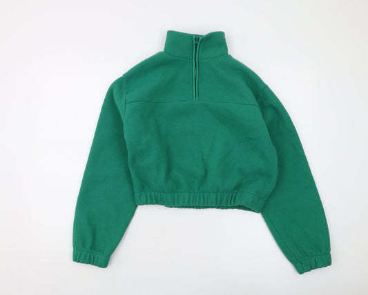 Topshop Womens Green Polyester Pullover Sweatshirt Size 10 Zip