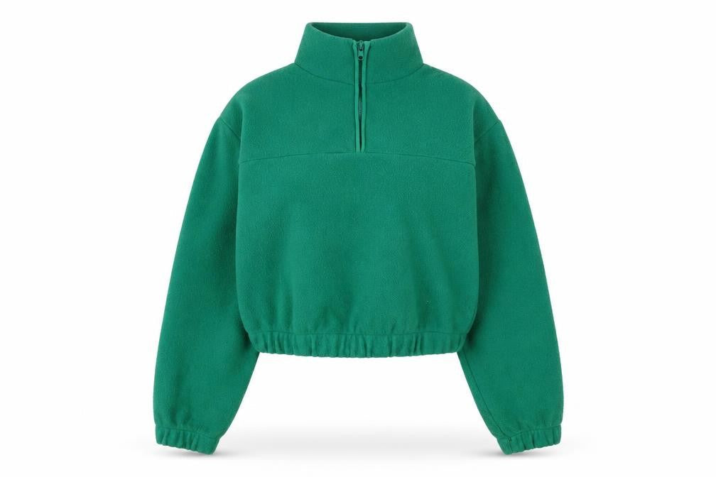 Topshop Womens Green Polyester Pullover Sweatshirt Size 10 Zip