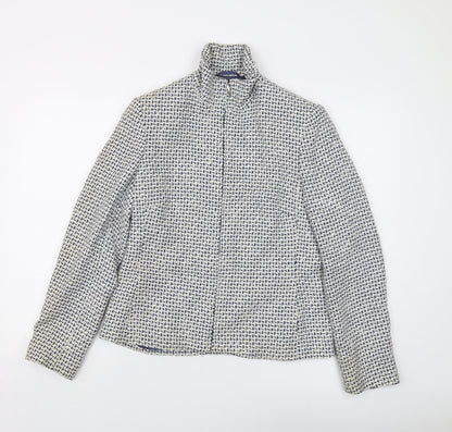 Marks & Spencer Womens Blue Geometric Jacket Size 10 Zip