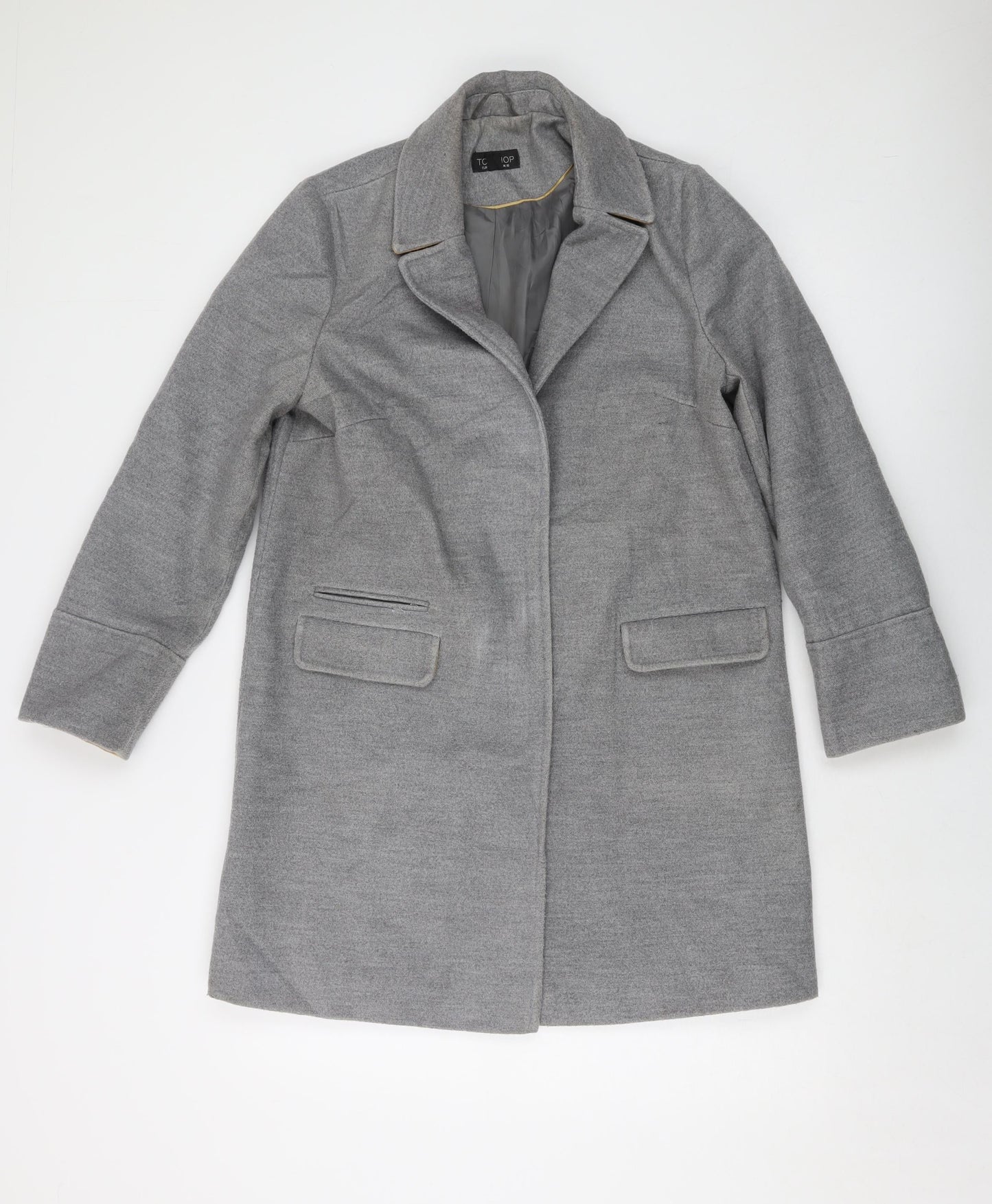 Topshop Womens Grey Overcoat Coat Size 10 Zip