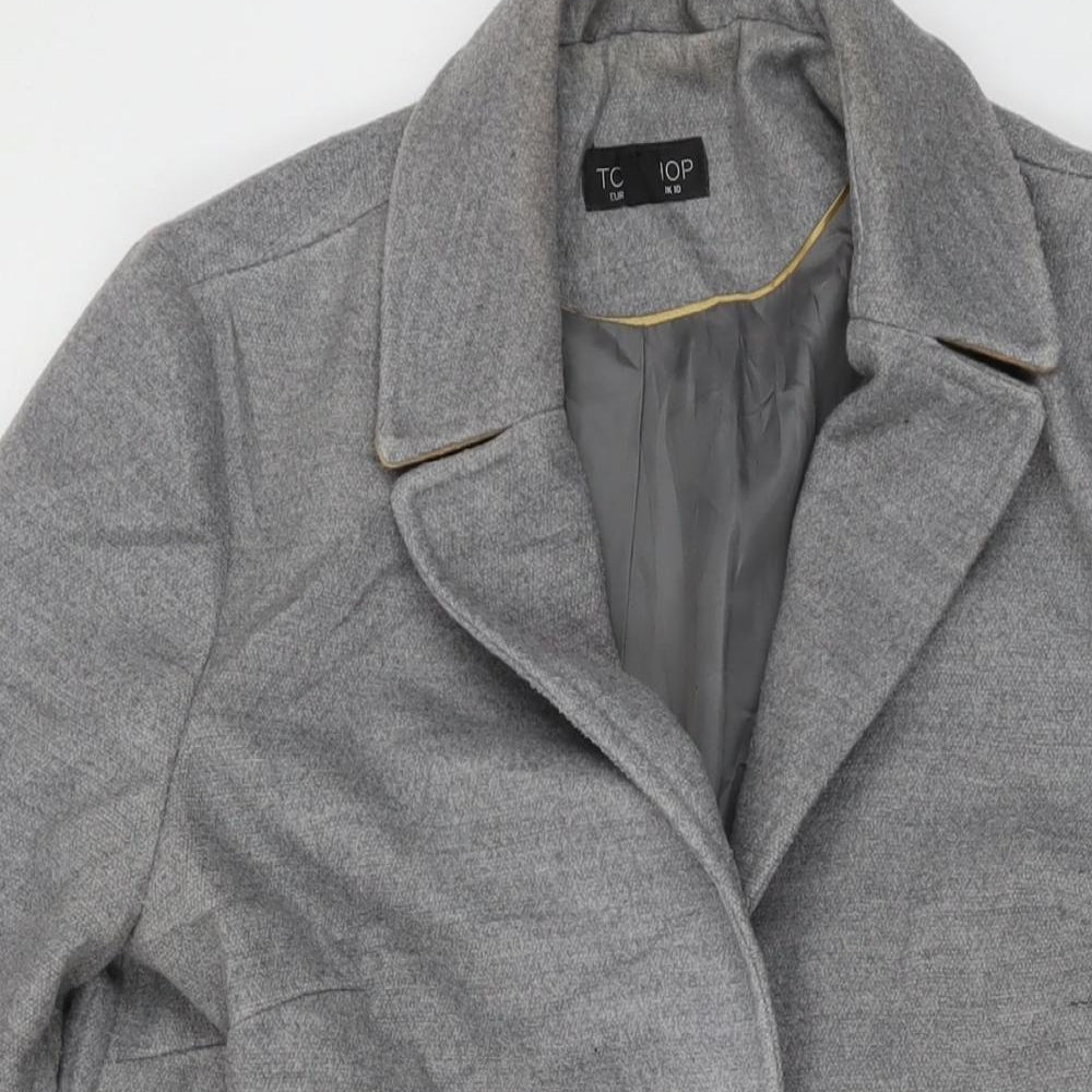 Topshop Womens Grey Overcoat Coat Size 10 Zip