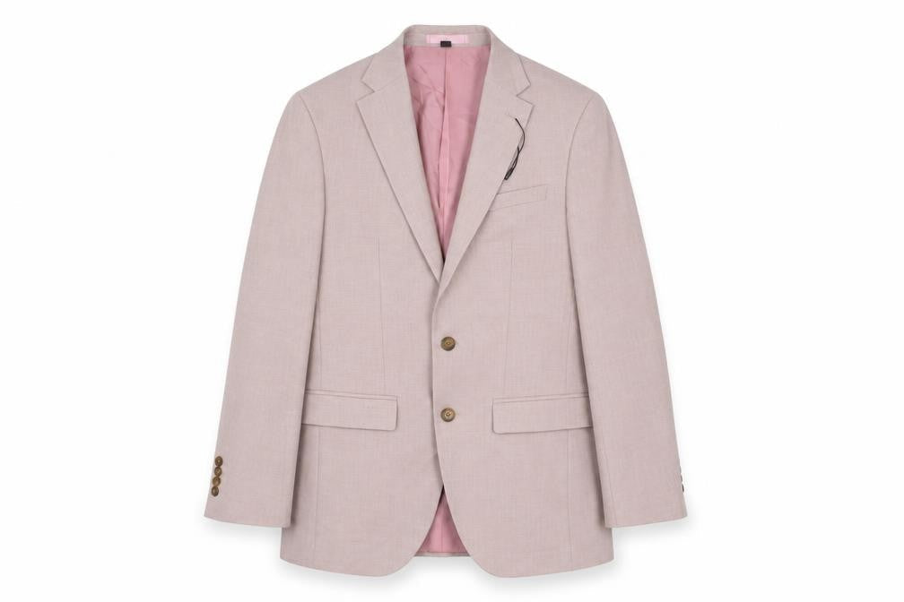 Marks & Spencer Mens Pink Polyester Jacket Suit Size 36 Regular