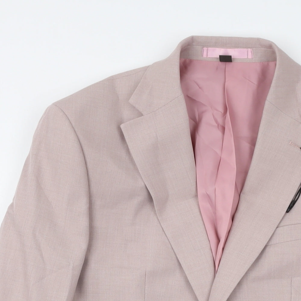 Marks and Spencer Mens Pink Polyester Jacket Suit Size 36 Regular