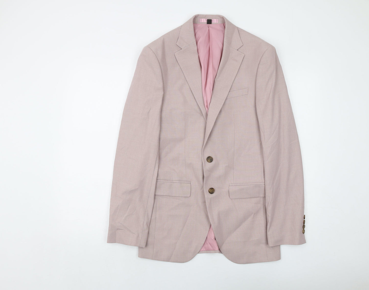 Marks and Spencer Mens Pink Polyester Jacket Suit Jacket Size 36 Regular