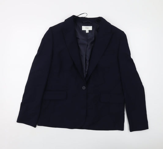 Marks and Spencer Womens Blue Jacket Size 12 Button