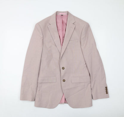 Marks & Spencer Mens Pink Polyester Jacket Suit Jacket Size 36 Regular