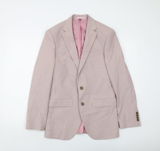 Marks and Spencer Mens Pink Polyester Jacket Suit Jacket Size 36 Regular