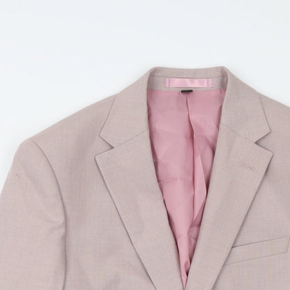 Marks & Spencer Mens Pink Polyester Jacket Suit Jacket Size 36 Regular