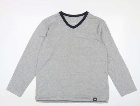 THE WHITE COMPANY Mens Grey Polyester T-Shirt Size M V-Neck - Embroidered