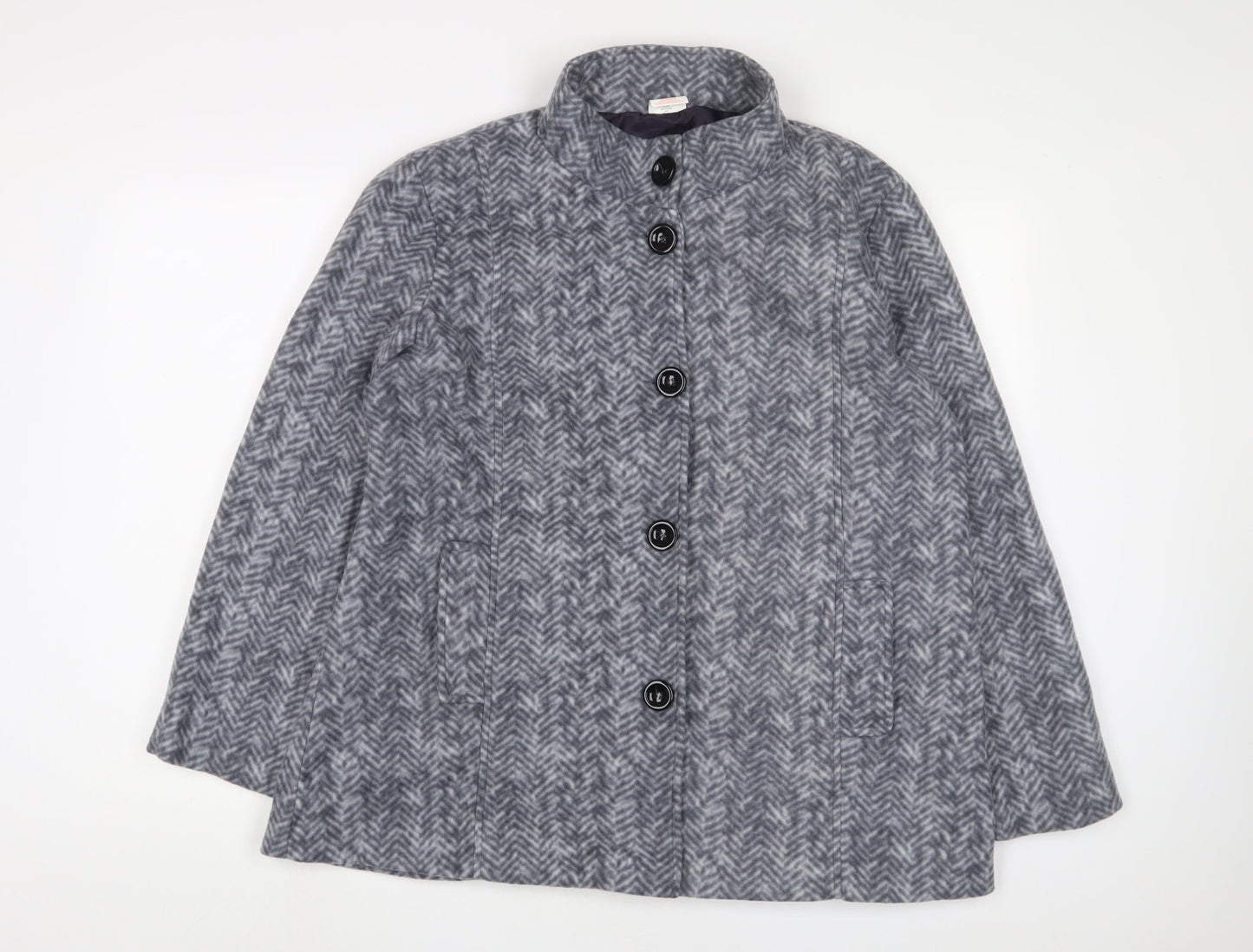 Anne De Lancay Womens Grey Geometric Jacket Size M Button