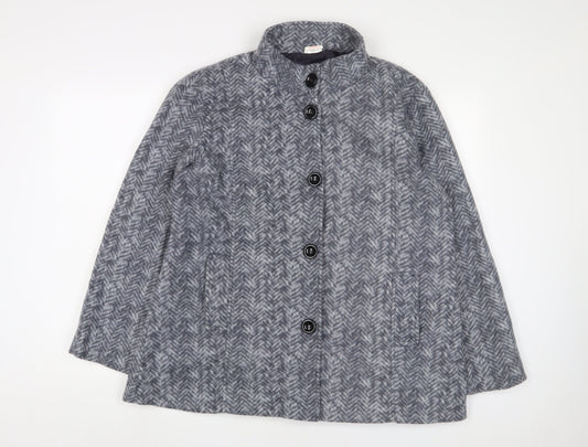 Anne De Lancay Womens Grey Geometric Jacket Size M Button