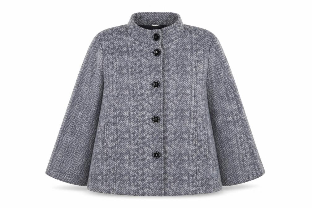 Anne De Lancay Womens Grey Geometric Jacket Size M Button
